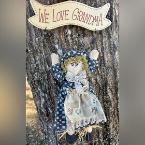 Vintage Handmade Doll with Blue Dress